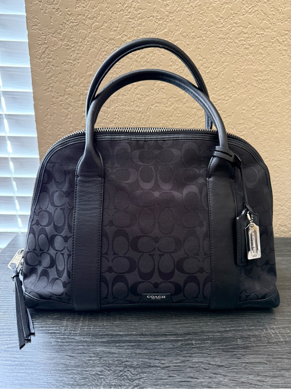 Coach Black Signature Jacquard Dome Satchel